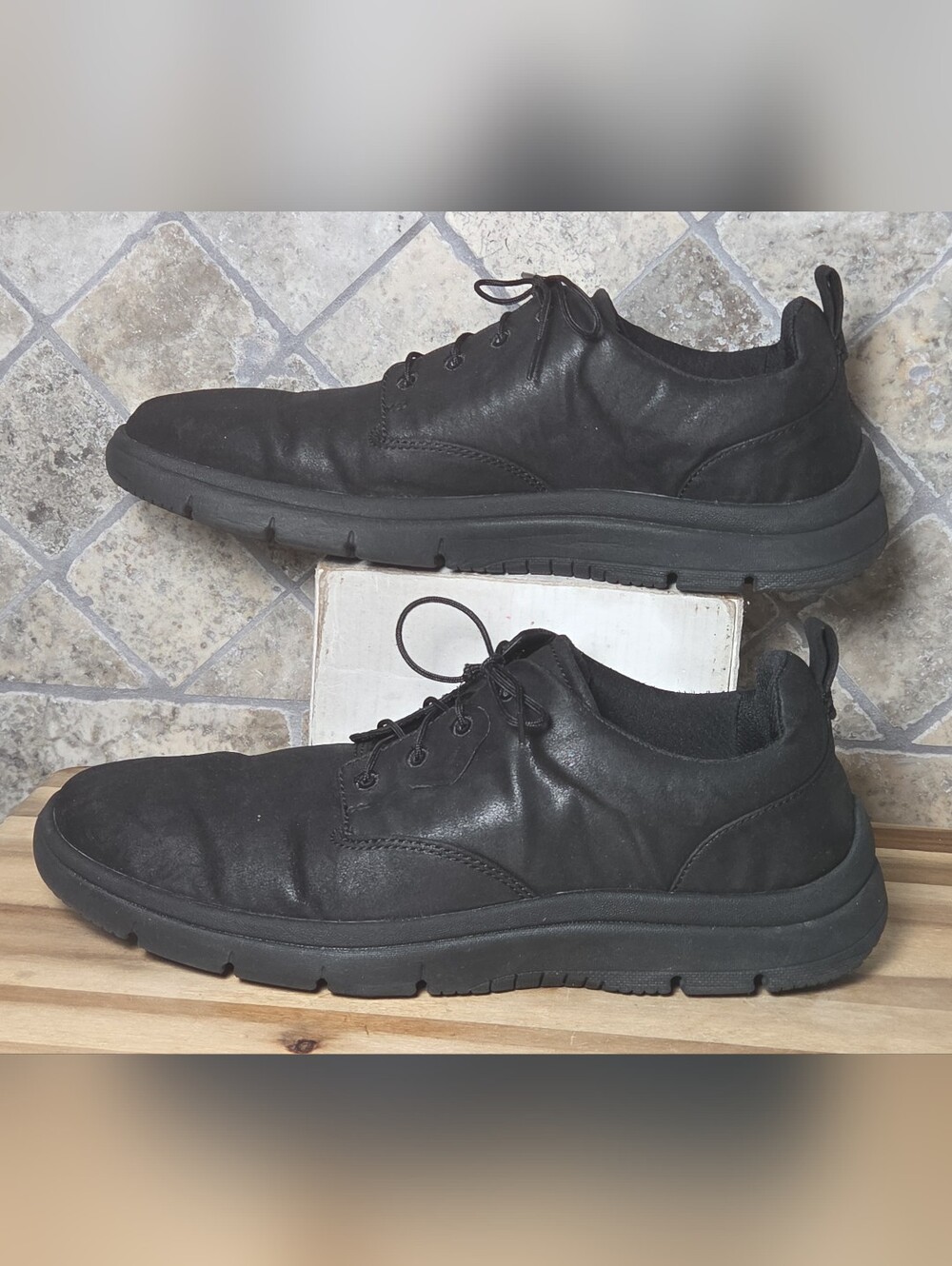 Men's Black Clarks Tunsil Lane Oxfords Casual Lace-Up Sneakers Shoes Vegan 9.5 W
